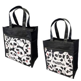 Spldsun Pack of 2 Foldable Shopping Bags, High-Quality Oxford Shopping Bag, Certified Fabric Bag with Long Handle, Carry All Important Fashion Silies Comfortably with You, black