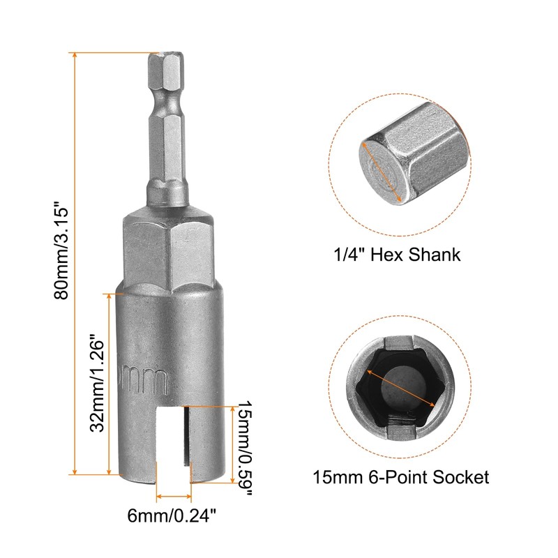 sourcing map 2pcs H15 Wing Nut Driver 15mm Metric 6-Points