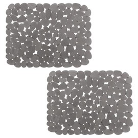Bligli Pebble Sink Mat for Stainless Steel/Ceramic Sinks, 2 Pack PVC Sink Protectors Mats for Bottom of Kitchen Sink, Dish Drying Mat for Dishes and Glassware, 15.7 x 11.8 inch, Grey
