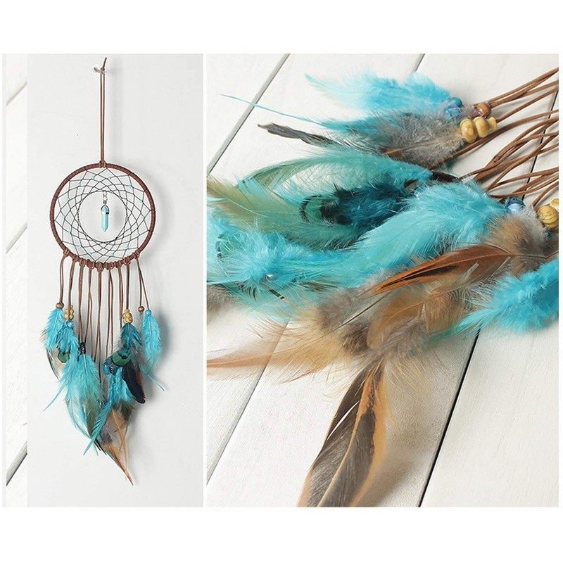Dream Catcher Handmade Turquoise Dreamcatcher with Feathers Wall Hanging Decorations