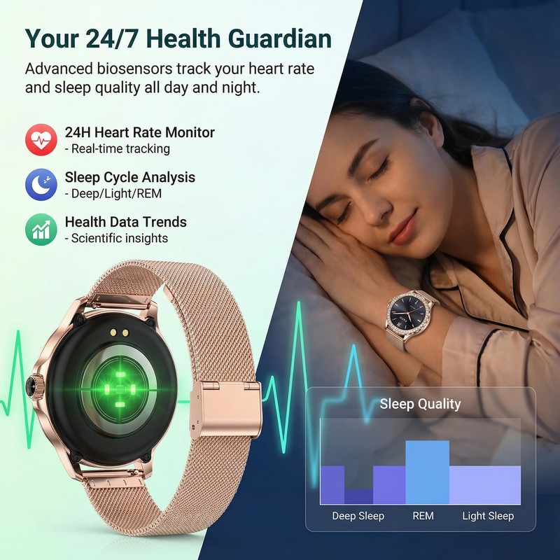 Pard Women Smart Watch, 1.3" HD Screen, Refined Design, with
