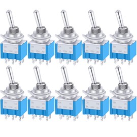 Taiss / 10 pieces blue mini toggle switch AC 125 V 6 A on/off on 3 position 6 pin DPDT MTS-203