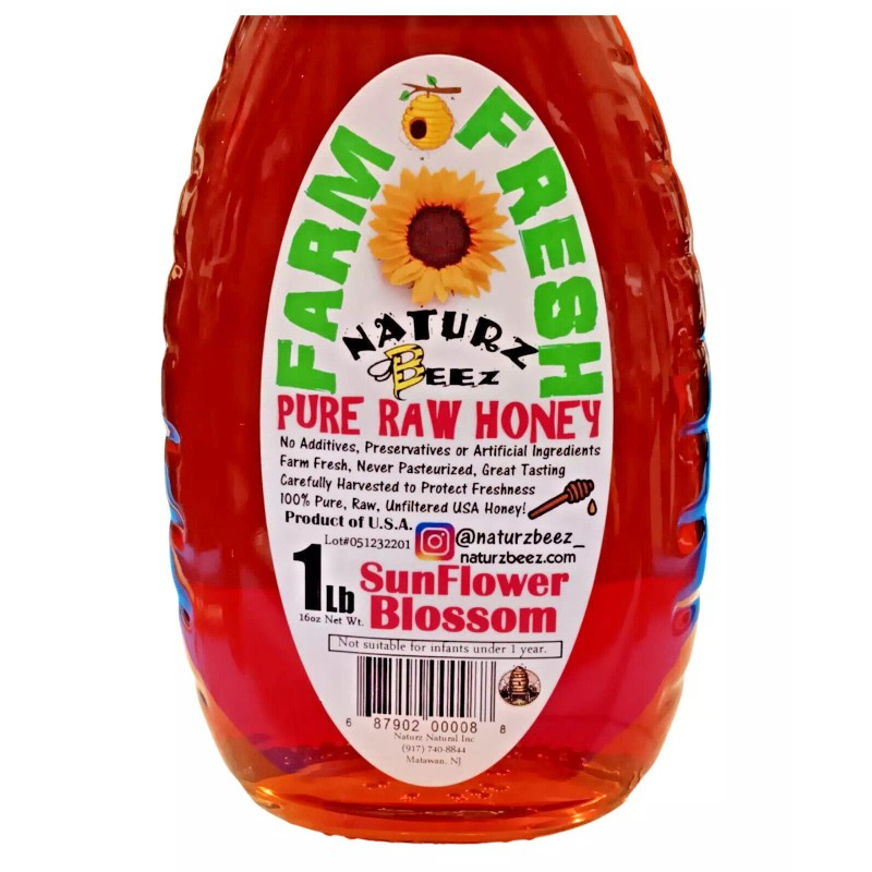 NATURZ BEEZ RAW HONEY SUNFLOWER 1Lb 454g 100% PURE RAW