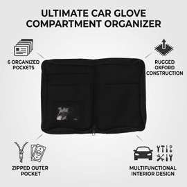 Zerone Organizador de Guantera para Auto, 6 Bolsillos de Tela Oxford 600D, Porta Documentos Portátil para Coche, SUV y Camión