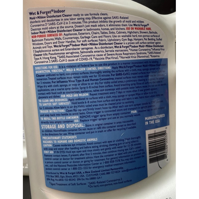 Wet & Forget Indoor Mold & Mildew Cleaner, 64 Fl.