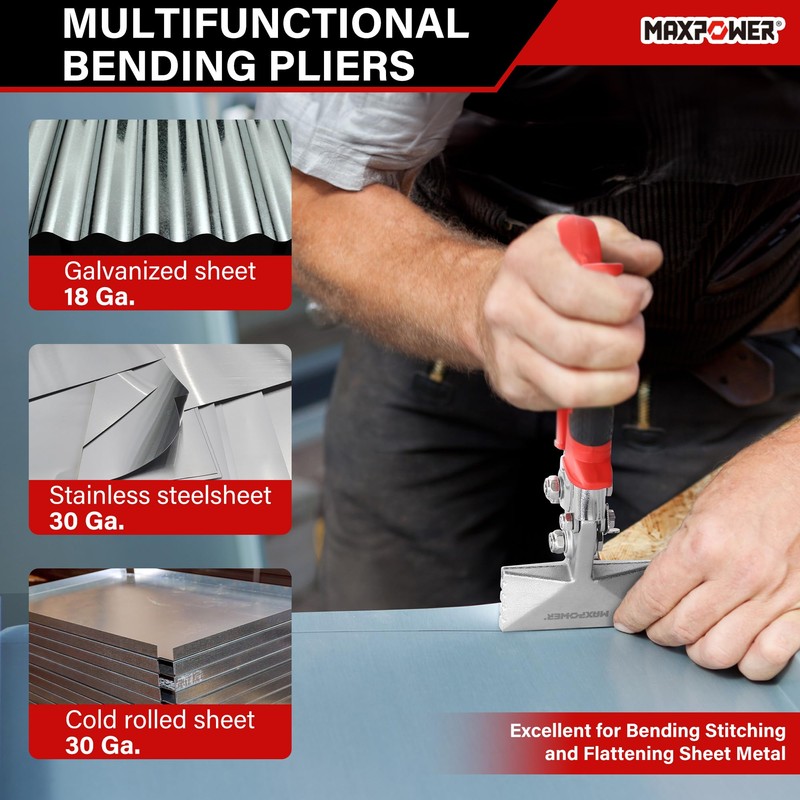 MAXPOWER Sheet Metal Hand Seamer, 3-inch and 6-inch Straight Jaw