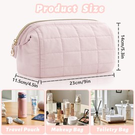 Aucuu Makeup Bag, Travel Cosmetic Bag, Puffy Makeup Organizer Case, Wide-Open Toiletry Bag, Large Capacity Makeup Pouch, Portable Make Up Bag, Waterproof Toiletry Case for Travel, School