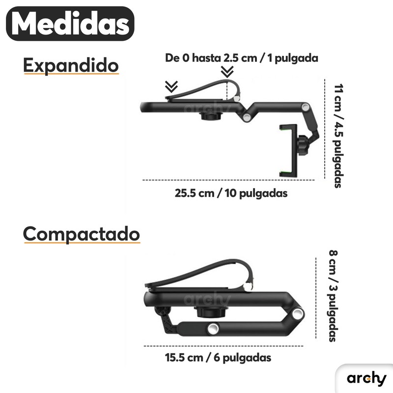 Archy Soporte para Celular Automovil Brazo Articulado Multiuso Sujetador Parasol