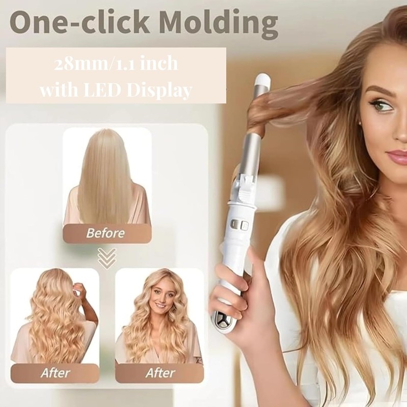Automatic Curling Wand 28mm/1.1 inch Rotating Curling Iron for Short