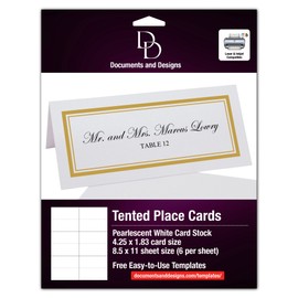 Double Line Border Printable Place Cards, Gold, Set of 150 (25 Sheets), Laser & Inkjet Printers - Perfect for Wedding, Parties, and Special Events