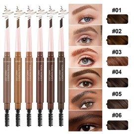 Eyebrow Pencil with Stencils Kit – Dual-Ended Waterproof Brow Pencil with Brush & 24 Reusable Eyebrow Stencil Shapes for Easy Eyebrow Shaping and Filling – Long-Lasting Smudge-Proof Brow