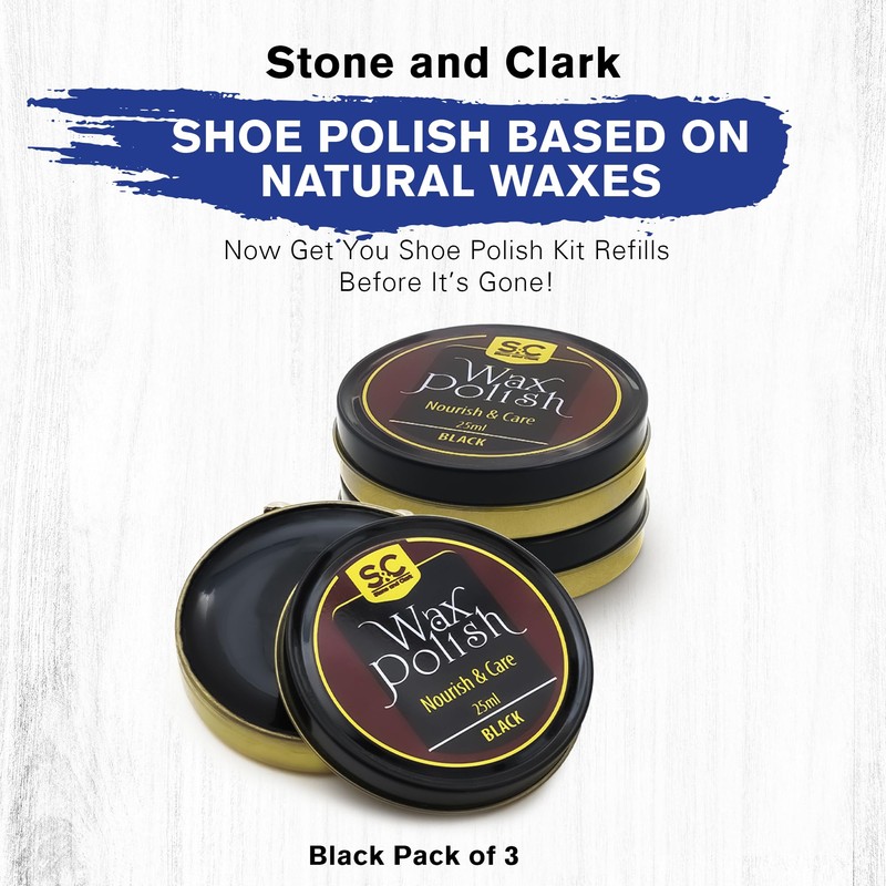 Stone and Clark Premium Black Shoe Polish Kit - Shine