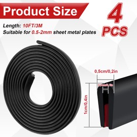 GBACHOOSE Pack of 4 Edge Protection Sheet 3 mm x 3 Metres, Rubber Seal, Edge Protection, U-Shape, Edge Protection for Sheet Metal, Car Doors, Car Doors, Hatches, Glass Panels, Table Corners