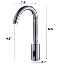Automatic Touchless Sensor Faucet Chrome Motion Activated Kitchen Bathroom Hands Free Tap AC DC Powered 360 Degree Swivel Electric Infrared Sensor with Mixing Valve Public Vessel Sink Faucet