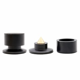 Flushbay 4-Piece Set Insulator Spikes Alloy+Brass Speaker Spike Holder Height Adjustable Insulator for Speaker Audio Sound Quality Improvement (Black)