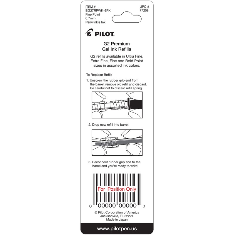 PILOT G2 Gel Ink Refills For Rolling Ball Pens, Fine