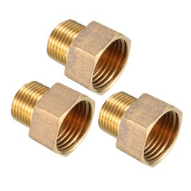 sourcing map Brass Threaded Pipe Fitting G3/8 Male x G1/2 Female Coupling 3pcs