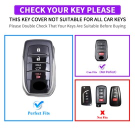 QBUC 2PCS for Toyota Key Fob Cover with Keychain,Silicone 4 Button Key Case