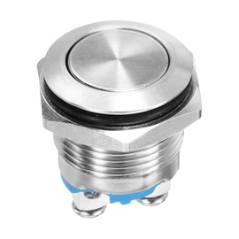 DMiotech 16mm / 5/8" Stainless Steel Momentary Push Button Switch Flat Head 250V Silver Shell with Screw Foot 1NO for Car Boat Systems Custom Setups