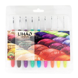 LIHAO Knitting Needles Crochet Hooks Aluminium Multicoloured Needle Set with Case Knitting Needles Crochet Hooks