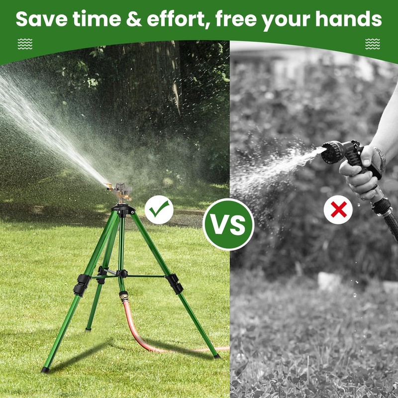 Keten Impact Sprinkler on Tripod Base, 2 Pack Lawn Sprinklers