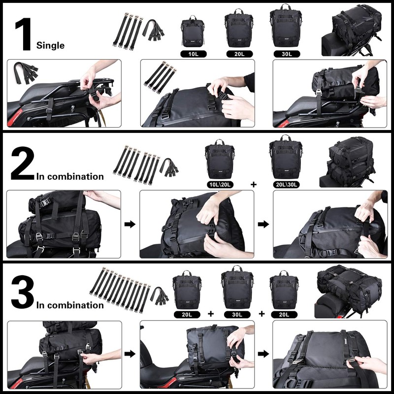 Rhinowalk Motorcycle Saddle Bag Waterproof Rear Rack Pannier Multi-Functional Trunk