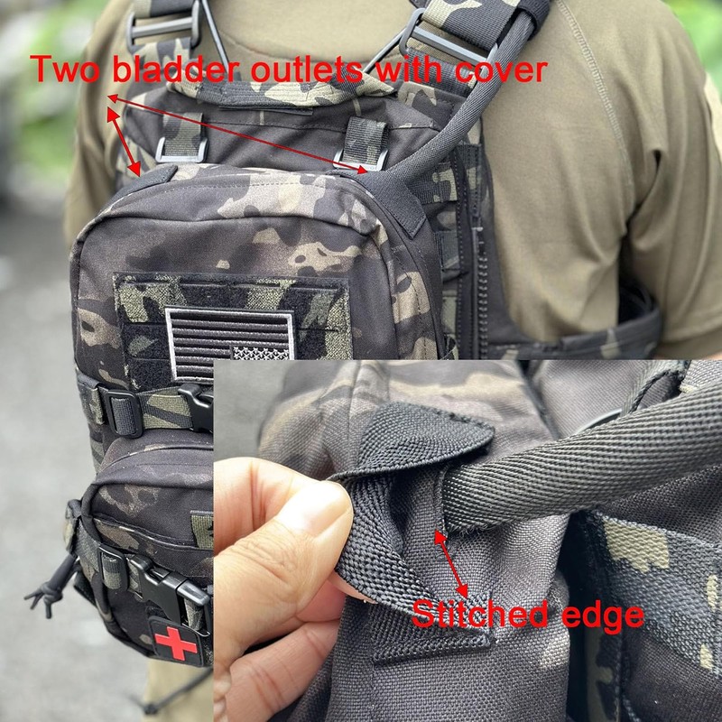 Tactical Mini Molle Hydration Pack,Molle Hydration Carrier with IFAK Pouch&US