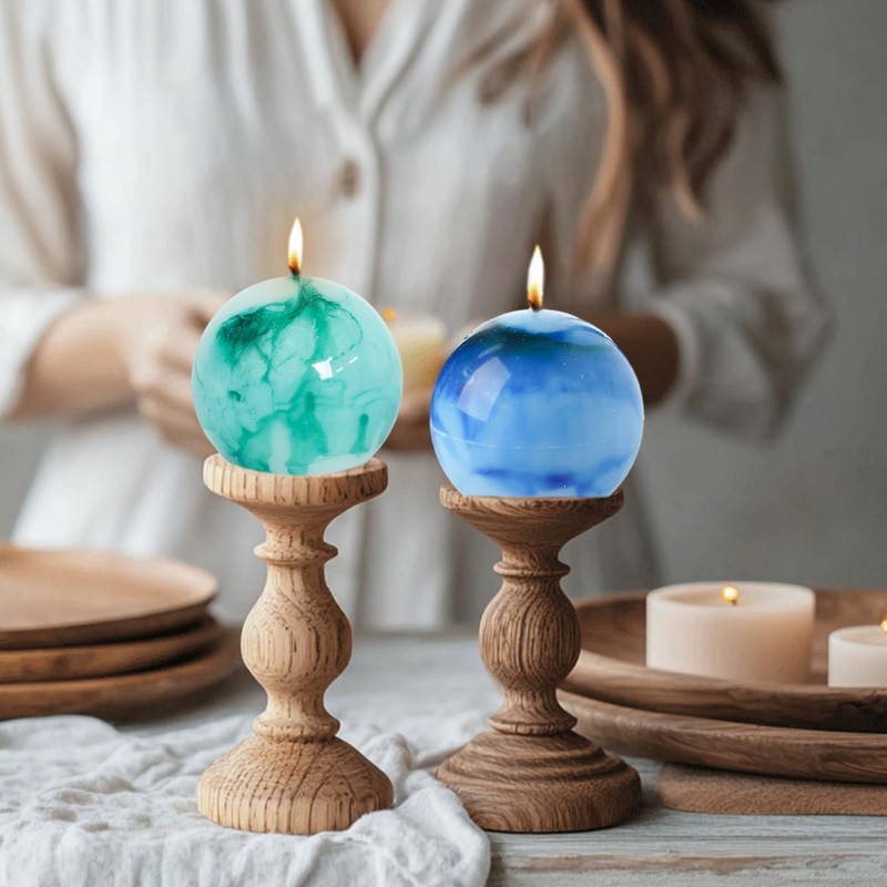 MAITREYA Tie dye Rustic Round Pillar Candles-Unscented Decoration Candles Set