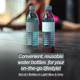 Copco Hydra 16.9oz Water Bottle, Set of 2 - Non-Slip Sleeve & BPA-Free Tritan Plastic - Dishwasher Safe, Reusable To Go Bottle - Leak-Proof, Spill-Proof, Portable Water Bottle (Light Blue & Gray)