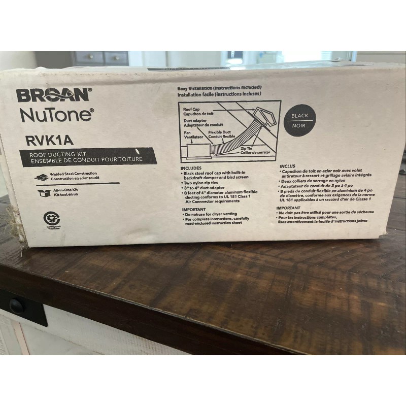 Broan-NuTone New Broan Nutone RVK1A ROOF DUCTING Inst. KIT For