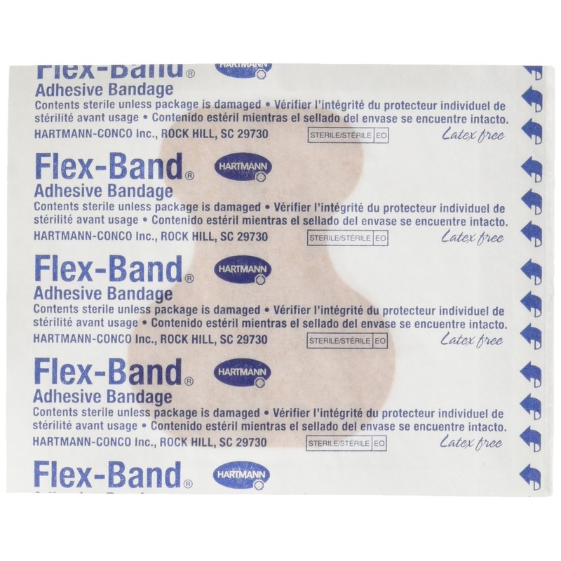 Flex-Band Fabric Adhesive Bandages, Fingertip, 2" x 2 1/2" ,