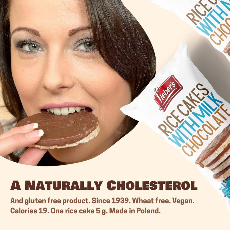 LIEBERS Milk Chocolate Rice Cakes, Kosher Certified Dairy, Gluten Free