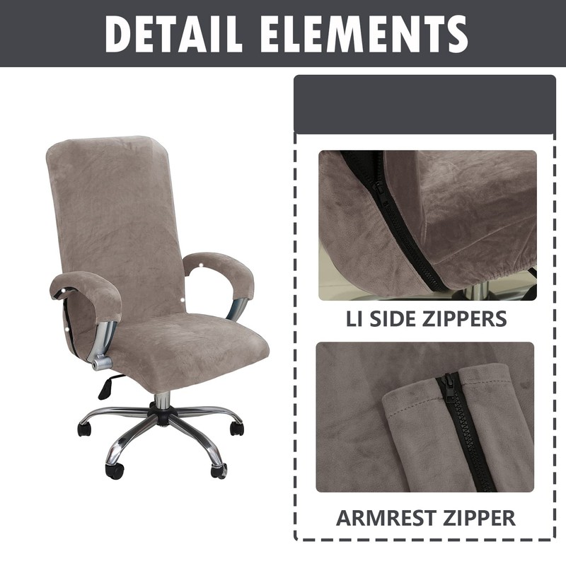 Funda elástica de terciopelo para silla de oficina con reposabrazos,