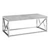 Monarch Specialties Coffee Table-Grey Cement with Chrome Metal
