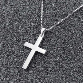 trendor Men's Necklace with Cross Pendant 925 Silver Cross Chain Men's Cross Pendant 925 Silver Fashionable Gift Idea Timeless Men's Jewellery 35844, Sterling silver, Without Stone