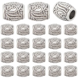SOFPLATE 1 Box 100Pcs Antique Silver European Beads Bulk Large Hole Column Bead Tibetan Style Alloy Metal Barrel Tube Rondelle Large Hole Spacer Beads for jewellery Making Earrings Bracelets DIY Craft