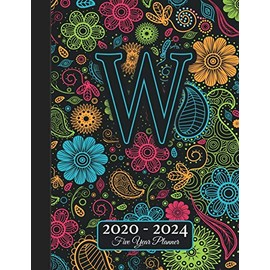 Five Year Planner: Monogram W Voodoo Style Binding I Your Initials Motivational Bullet Planner I 5 Years Appointments, Family Events, Log Book Business I Agenda & Schedule Journal I Christmas Gift