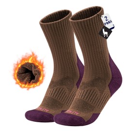 MAGISDU Alpaca Ski Socks for Men Women, 2 Pairs Warm Thermal Socks, Thick Winter Socks, Size 35-51, Brown yellow