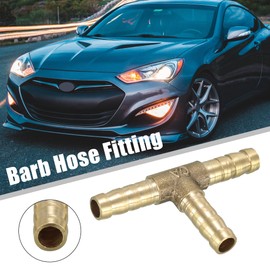 sourcing map Pack of 5 Hose Connectors T Piece T Connector Hose Nozzle Brass 3-Way Connection Hose Screw for Fuel Air Water 6 mm