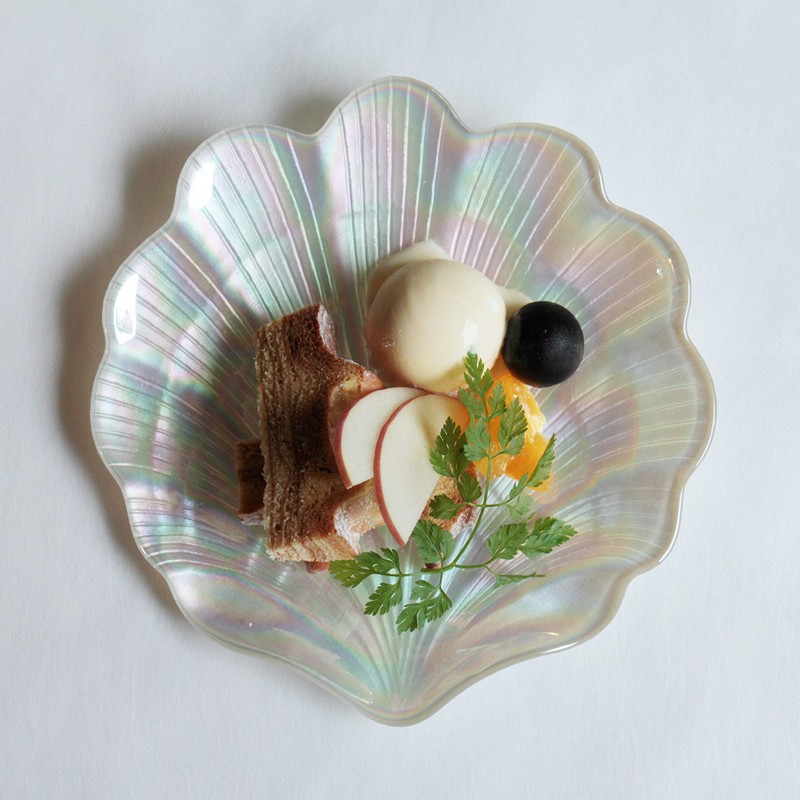 Dolce Duo DAM-030 Shell Plate Plate Glass Aurora Color Seashell