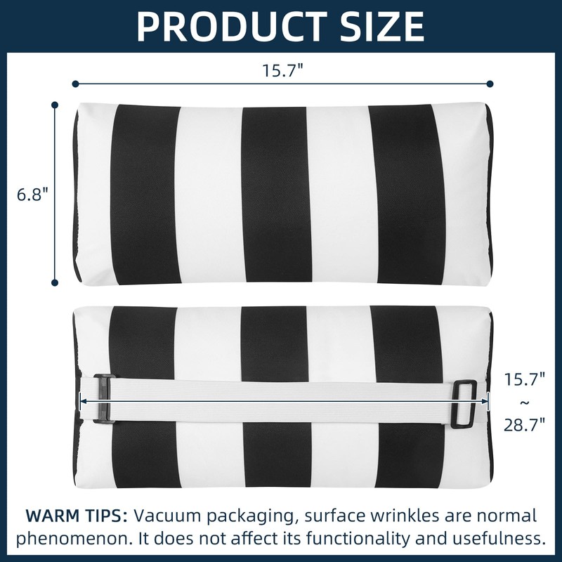 ZOBGOWE Outdoor Pillow for Chaise Lounge Chair, 2pcs Striped Chaise