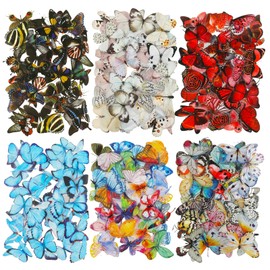 COMNICO 240PCS Butterfly Stickers, PET Waterproof Transparent Colorful Resin Decals Decorative for Nature Scrapbook Planners Laptops DIY Handbook Paper Crafts