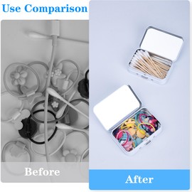 WTYONZEL 2Pcs Hair Tie Container,Small Portable Cotton Swab Holder With Mirror,Bathroom Storage Organizer, Qtip Dispenser, Travel Cotton Swabs Dispenser, Kids Hair Accessory Box for Bathroom(White)