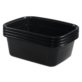 Knifefish 12 Quart Plastic Wash Basin Dish Pan Tub, 4 Packs, Black