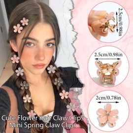 Small Crystal Flower Hair Claw Clips Mini Spring Claw Clips