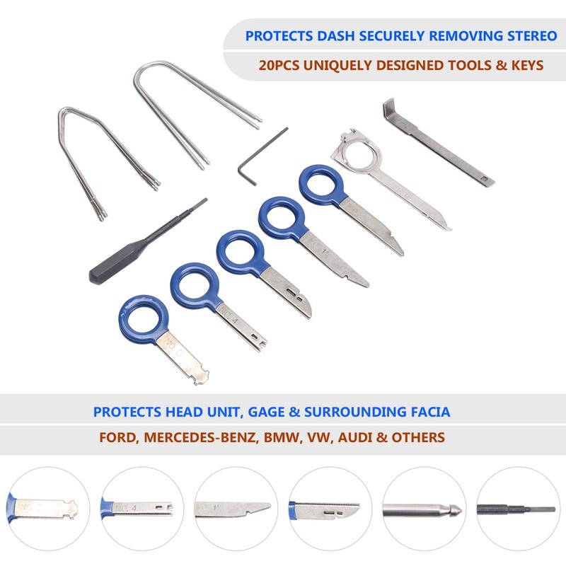 CCLIFE 20-Piece Universal Car Radio Removal Tool Release Tool Radio
