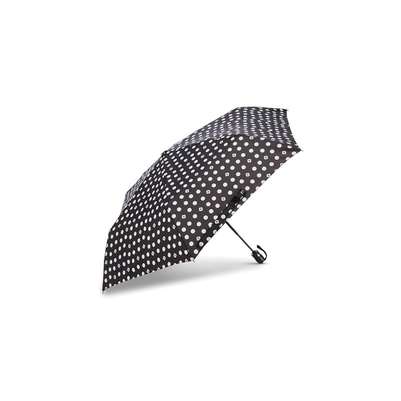 Samsonite Compact Auto Open/Close Umbrella, One Size, Black/White Swirl Dot