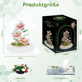 Astrevo Flower Building Blocks Set with LED Lighting, Rose Bouquet with Dustproof Dome and Base, Micro Flower Building Blocks, Gifts for Girls, Mum, Girlfriend