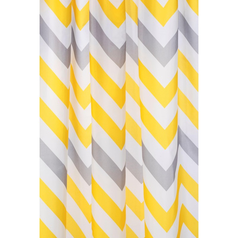 Croydex Yellow & Grey Chevron Textile Shower Curtain with Hygiene