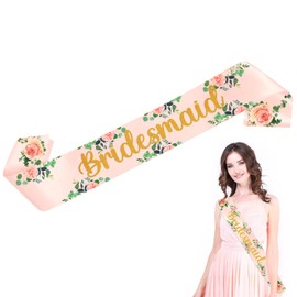Yueshop Hen Party Floral Sashes Team Bride/Maid of Honour/Bridesmaid Bachelorette Hen Do Sashes Rose Gold Satin Golden Letter Perfect for Hen Do Accessories Wedding Bridal Shower Party